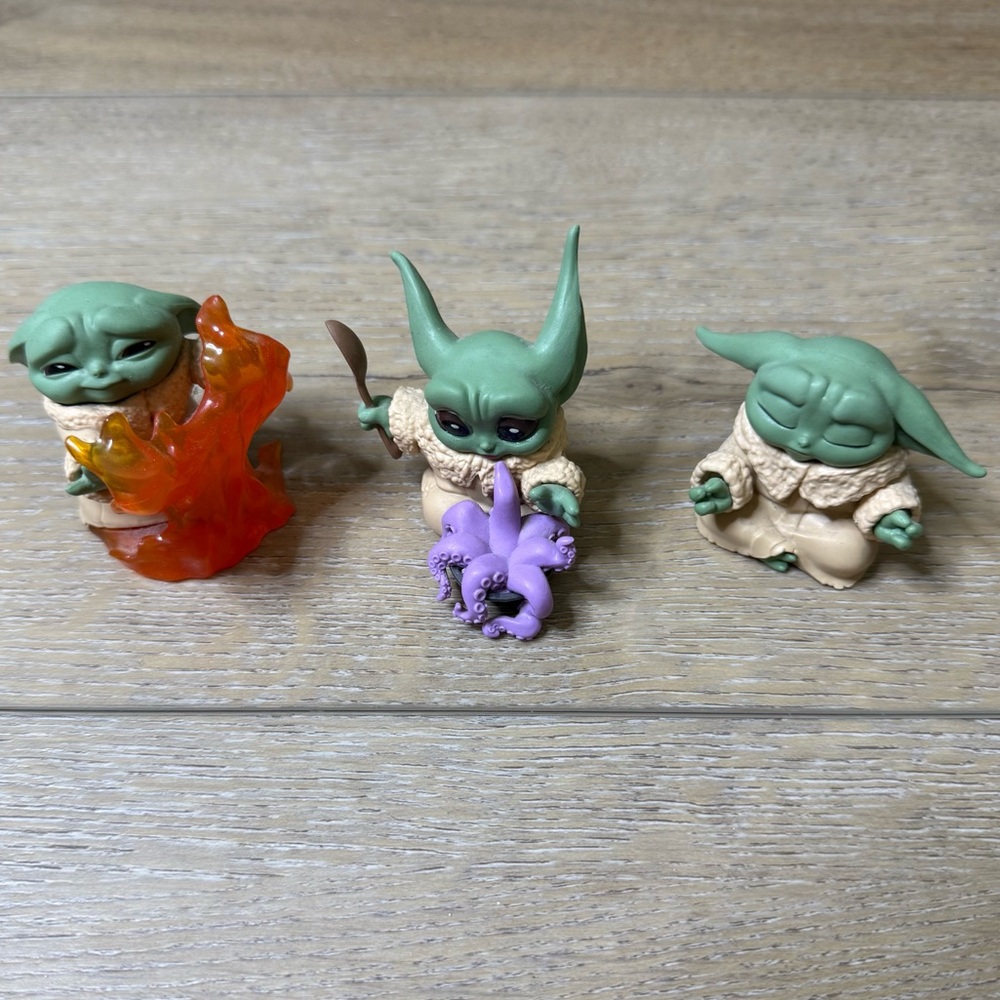 Star Wars Grogu Action Figure Trio - Green, Orange, Purple The Mandalorian